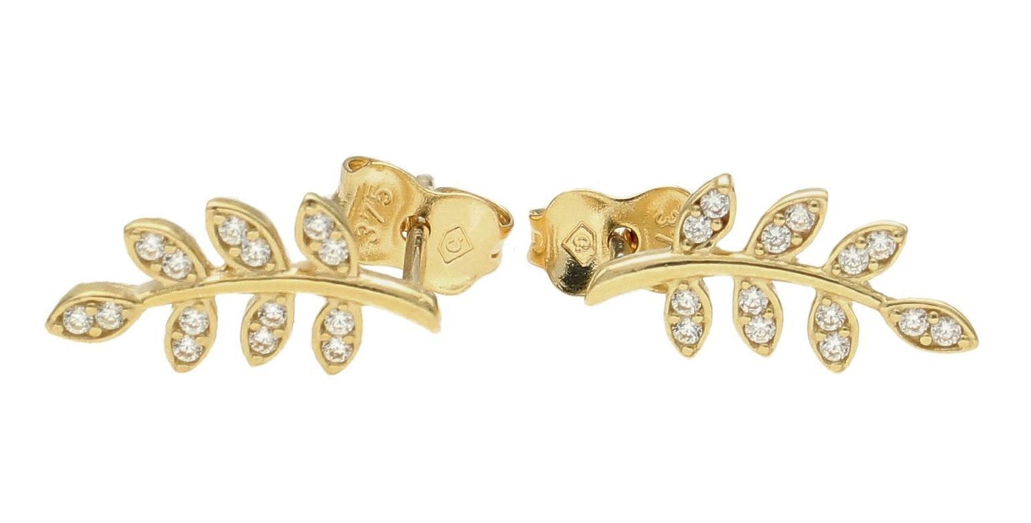 Złote kolczyki damskie 375 liście wkrętki KL 5712 375.jpg